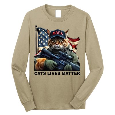 Cats Lives Matter Funny Trump 2024 Cat Maga Gift Long Sleeve Shirt