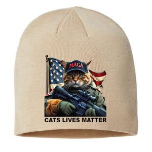 Cats Lives Matter Funny Trump 2024 Cat Maga Gift Sustainable Beanie