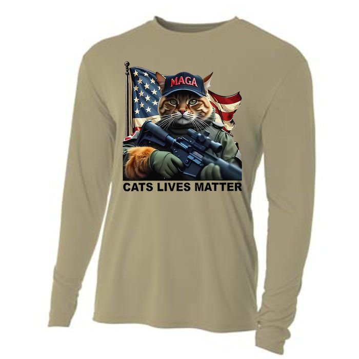 Cats Lives Matter Funny Trump 2024 Cat Maga Gift Cooling Performance Long Sleeve Crew