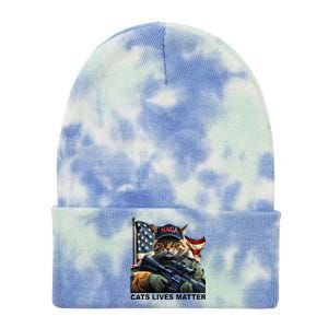 Cats Lives Matter Funny Trump 2024 Cat Maga Gift Tie Dye 12in Knit Beanie