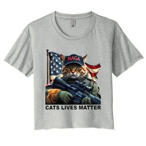 Cats Lives Matter Funny Trump 2024 Cat Maga Gift Women's Crop Top Tee