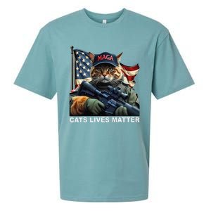 Cats Lives Matter Funny Trump 2024 Cat Maga Gift Sueded Cloud Jersey T-Shirt