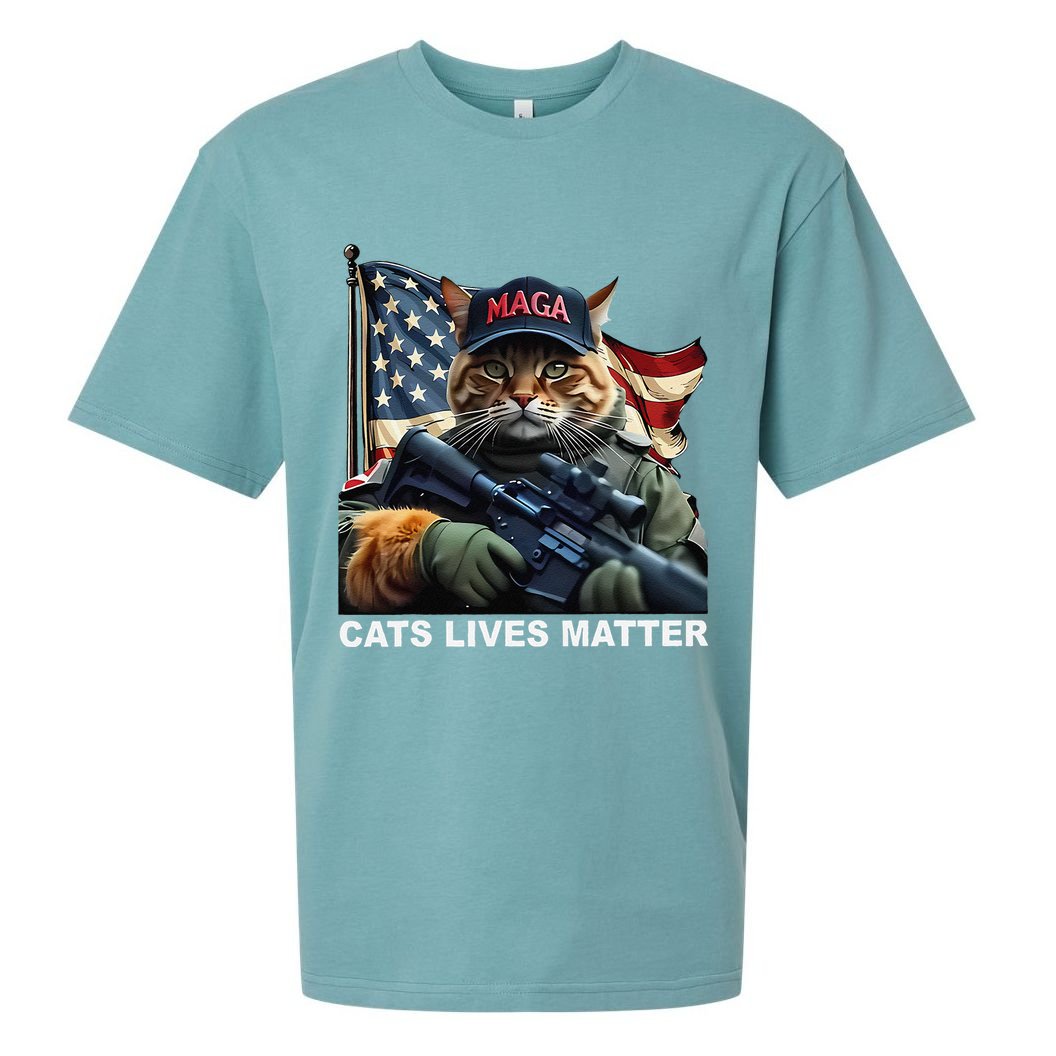 Cats Lives Matter Funny Trump 2024 Cat Maga Gift Sueded Cloud Jersey T-Shirt