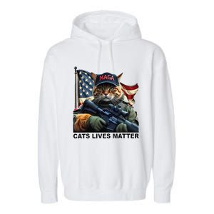 Cats Lives Matter Funny Trump 2024 Cat Maga Gift Garment-Dyed Fleece Hoodie