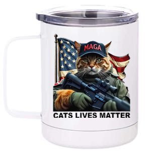 Cats Lives Matter Funny Trump 2024 Cat Maga Gift 12 oz Stainless Steel Tumbler Cup