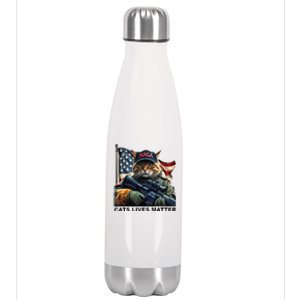 Cats Lives Matter Funny Trump 2024 Cat Maga Gift Stainless Steel Insulated Water Bottle