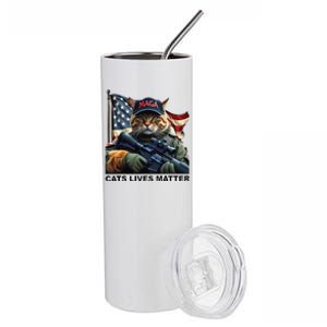 Cats Lives Matter Funny Trump 2024 Cat Maga Gift Stainless Steel Tumbler