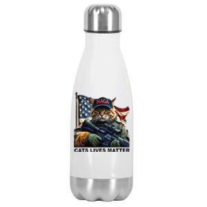 Cats Lives Matter Funny Trump 2024 Cat Maga Gift Stainless Steel Insulated Water Bottle