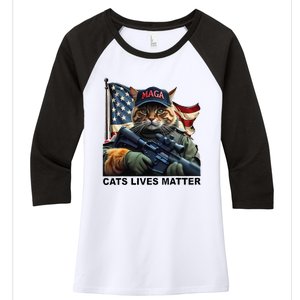 Cats Lives Matter Funny Trump 2024 Cat Maga Gift Women's Tri-Blend 3/4-Sleeve Raglan Shirt