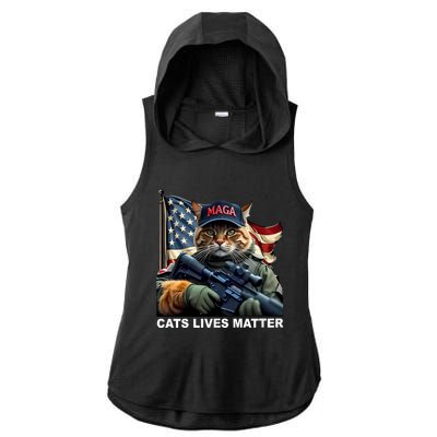 Cats Lives Matter Funny Trump 2024 Cat Maga Ladies PosiCharge Tri-Blend Wicking Draft Hoodie Tank