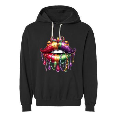 Cute Lips Mardi Gras Carnival Party Garment-Dyed Fleece Hoodie