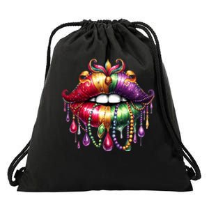 Cute Lips Mardi Gras Carnival Party Drawstring Bag