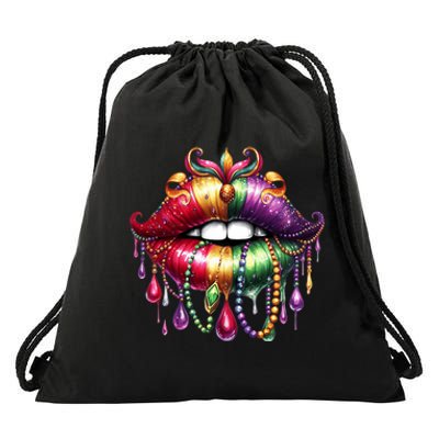 Cute Lips Mardi Gras Carnival Party Drawstring Bag