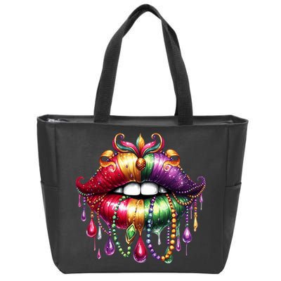 Cute Lips Mardi Gras Carnival Party Zip Tote Bag