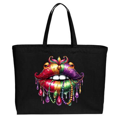 Cute Lips Mardi Gras Carnival Party Cotton Canvas Jumbo Tote