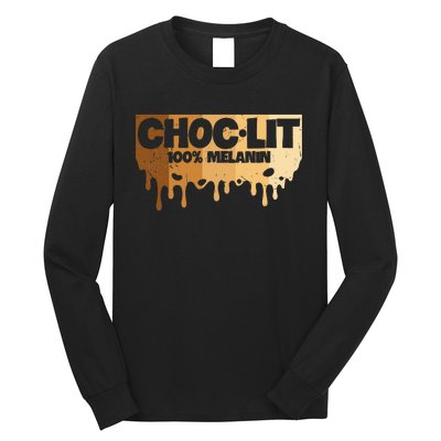 Choc Lit Melanin Queen African Afro Pride Black Historty Long Sleeve Shirt