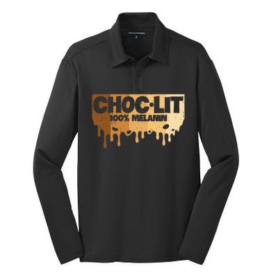 Choc Lit Melanin Queen African Afro Pride Black Historty Silk Touch Performance Long Sleeve Polo