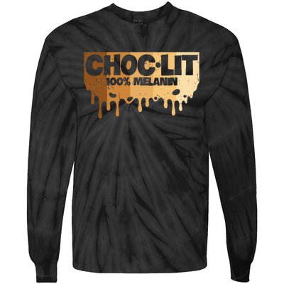 Choc Lit Melanin Queen African Afro Pride Black Historty Tie-Dye Long Sleeve Shirt