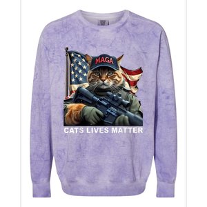 Cats Lives Matter Funny Trump 2024 Cat Maga Colorblast Crewneck Sweatshirt