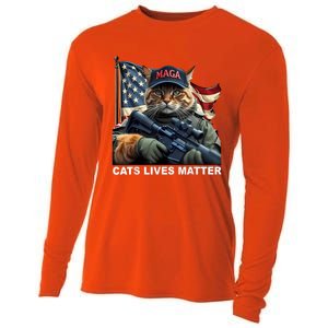 Cats Lives Matter Funny Trump 2024 Cat Maga Cooling Performance Long Sleeve Crew