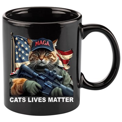 Cats Lives Matter Funny Trump 2024 Cat Maga 11oz C Handle Ceramic Mug