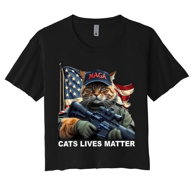 Cats Lives Matter Funny Trump 2024 Cat Maga Crop Top
