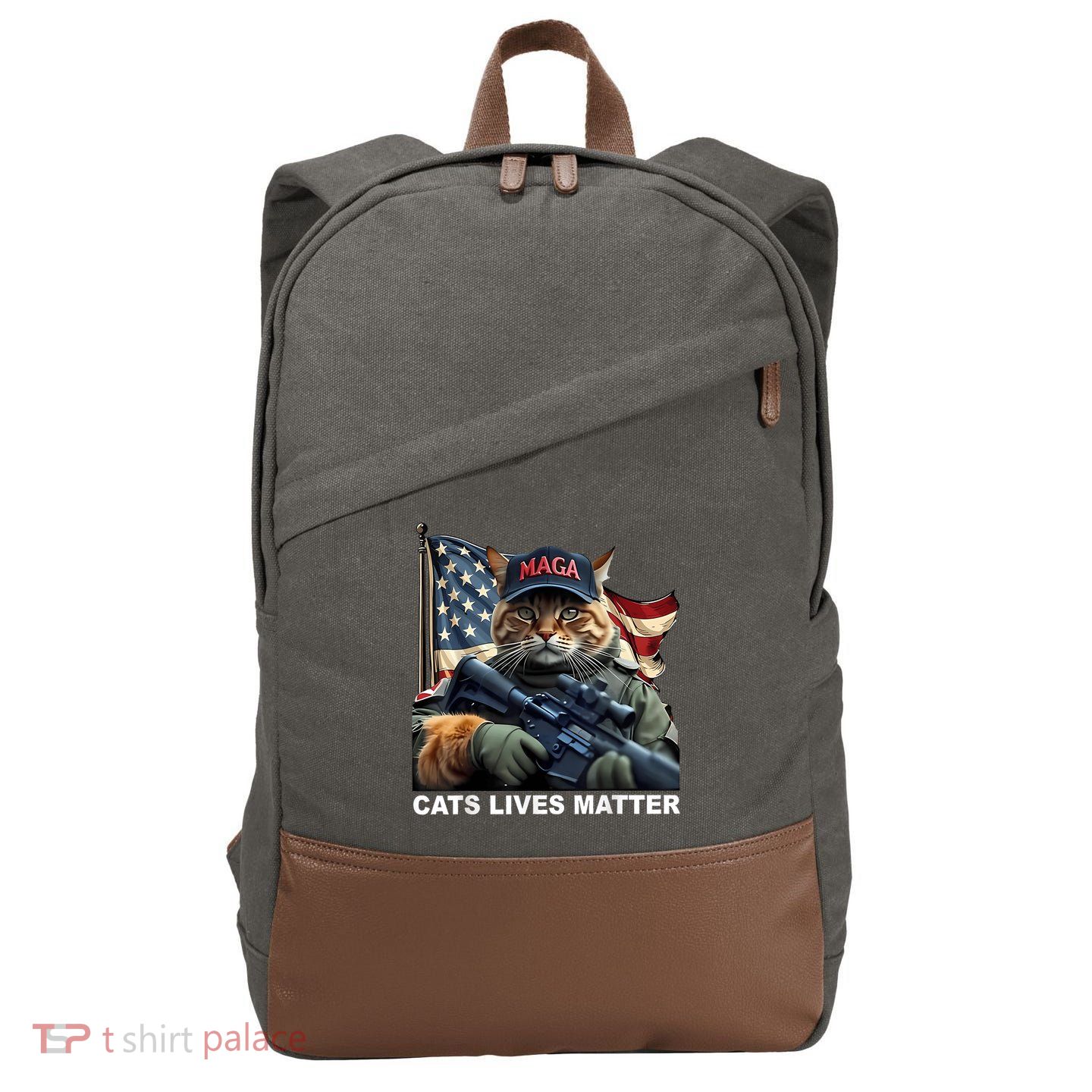 Cats Lives Matter Funny Trump 2024 Cat Maga Cotton Canvas Backpack