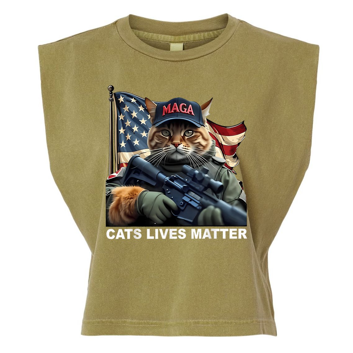 Cats Lives Matter Funny Trump 2024 Cat Maga Garment-Dyed Women's Muscle Tee