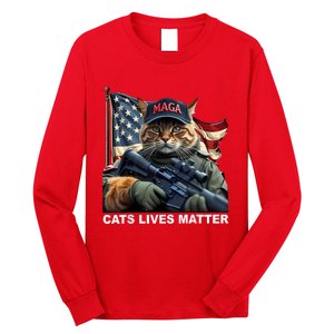 Cats Lives Matter Funny Trump 2024 Cat Maga Long Sleeve Shirt