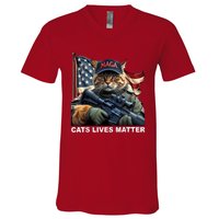 Cats Lives Matter Funny Trump 2024 Cat Maga V-Neck T-Shirt