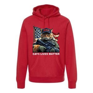 Cats Lives Matter Funny Trump 2024 Cat Maga Premium Hoodie