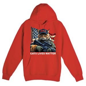 Cats Lives Matter Funny Trump 2024 Cat Maga Premium Pullover Hoodie