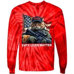 Cats Lives Matter Funny Trump 2024 Cat Maga Tie-Dye Long Sleeve Shirt