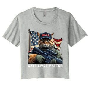 Cats Lives Matter Funny Trump 2024 Cat Maga Women's Crop Top Tee