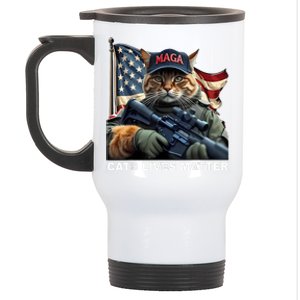 Cats Lives Matter Funny Trump 2024 Cat Maga Stainless Steel Travel Mug