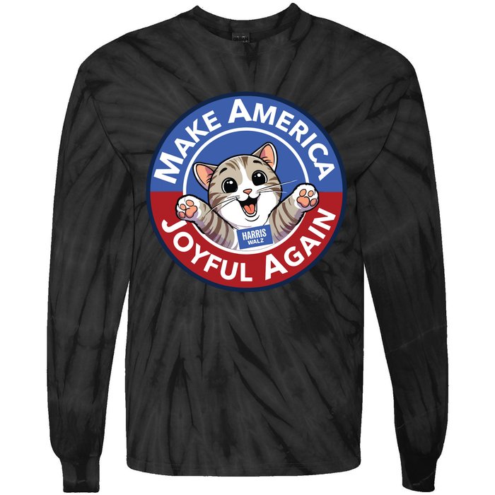 Cat Lady Make America Joyful Again Tie-Dye Long Sleeve Shirt