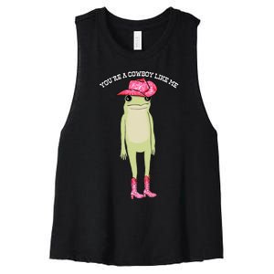 Cowboy Like Me Frog Women's Racerback Cropped Tank