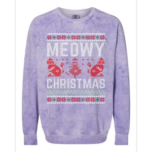 Cat Lovers Meowy Christmas Ugly Sweater Graphic Cool Xmas Trendy Colorblast Crewneck Sweatshirt