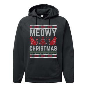 Cat Lovers Meowy Christmas Ugly Sweater Graphic Cool Xmas Trendy Performance Fleece Hoodie