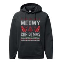 Cat Lovers Meowy Christmas Ugly Sweater Graphic Cool Xmas Trendy Performance Fleece Hoodie