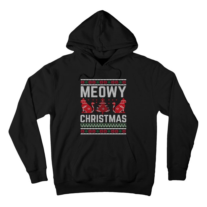 Cat Lovers Meowy Christmas Ugly Sweater Graphic Cool Xmas Trendy Hoodie