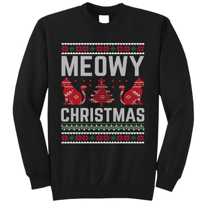 Cat Lovers Meowy Christmas Ugly Sweater Graphic Cool Xmas Trendy Sweatshirt