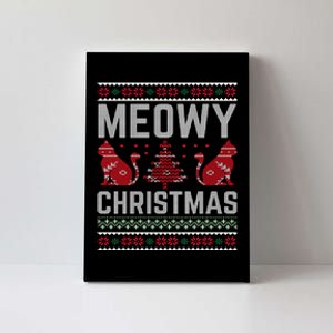 Cat Lovers Meowy Christmas Ugly Sweater Graphic Cool Xmas Trendy Canvas