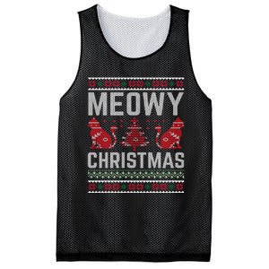 Cat Lovers Meowy Christmas Ugly Sweater Graphic Cool Xmas Trendy Mesh Reversible Basketball Jersey Tank