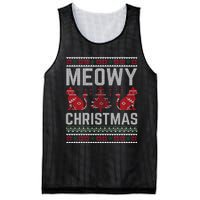 Cat Lovers Meowy Christmas Ugly Sweater Graphic Cool Xmas Trendy Mesh Reversible Basketball Jersey Tank