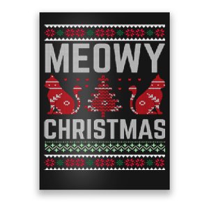 Cat Lovers Meowy Christmas Ugly Sweater Graphic Cool Xmas Trendy Poster