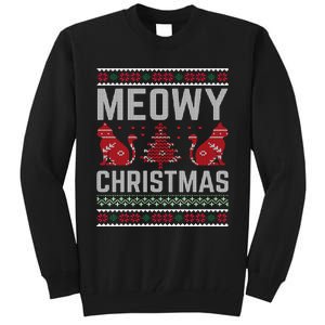 Cat Lovers Meowy Christmas Ugly Sweater Graphic Cool Xmas Trendy Tall Sweatshirt