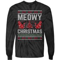 Cat Lovers Meowy Christmas Ugly Sweater Graphic Cool Xmas Trendy Tie-Dye Long Sleeve Shirt