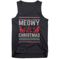 Cat Lovers Meowy Christmas Ugly Sweater Graphic Cool Xmas Trendy Tank Top