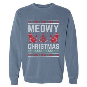 Cat Lovers Meowy Christmas Ugly Sweater Graphic Cool Xmas Trendy Garment-Dyed Sweatshirt